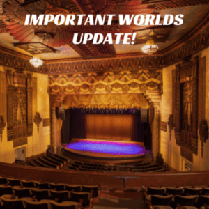 Important world update poster with a hall image